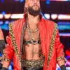 Enzo Amore WWE Leopard Pattern Red Leather Jacket front look