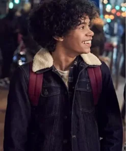 Etan Simon Lupin Fur Collar Blue Denim Jacket