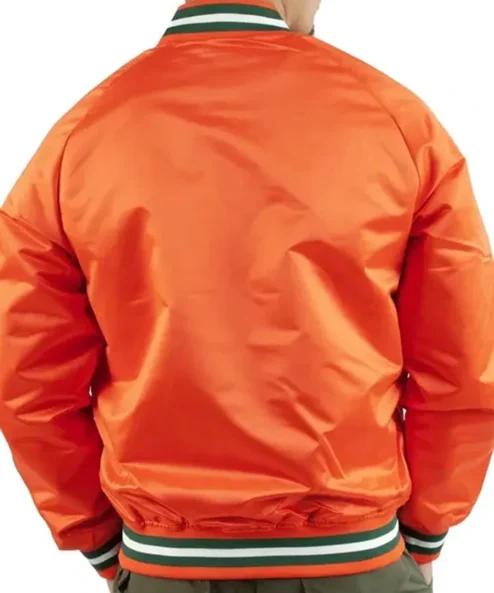 FAMU Orange Satin Letterman Varsity Jacket back look