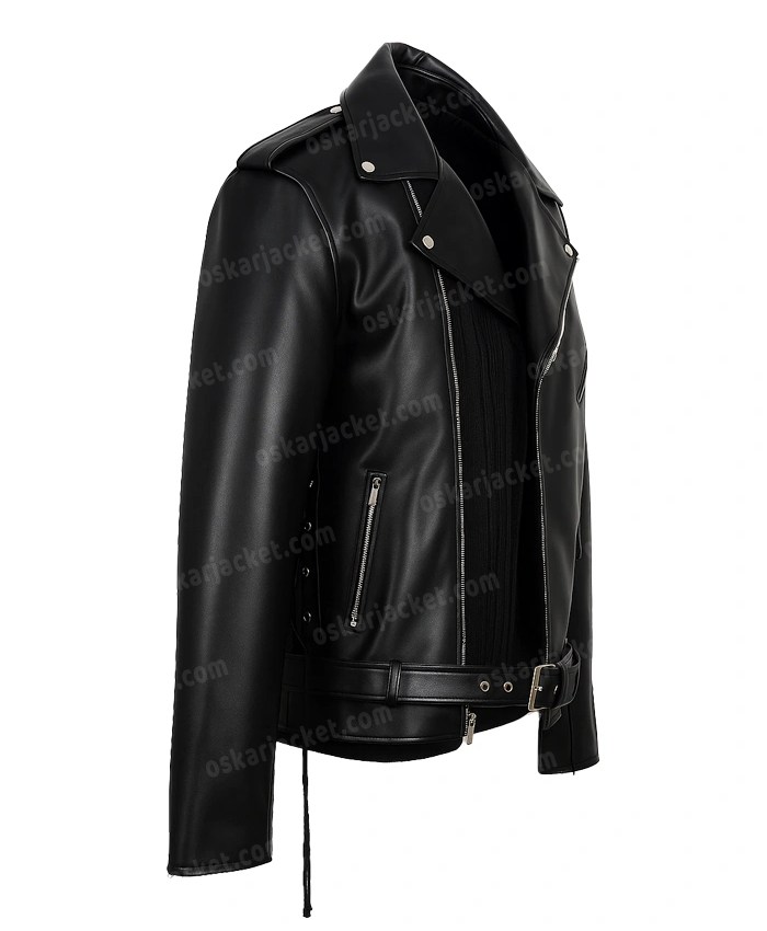 Fallout 4 Atom Cats Logo Printed On Back Black Biker Leather Video Game Jacket