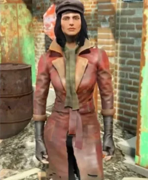 Fallout 4 Piper Leather Long Brown Trench Coat