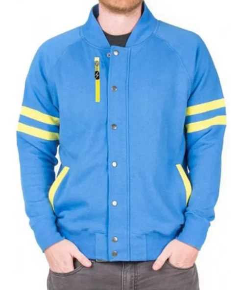 Fallout 4 Vault 111 Bomber Blue Wool Jacket
