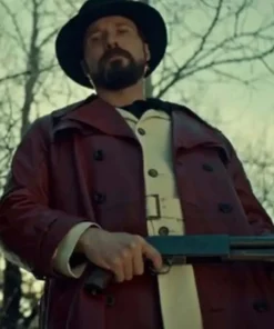 Fargo Brad Mann Maroon Leather Long Coat