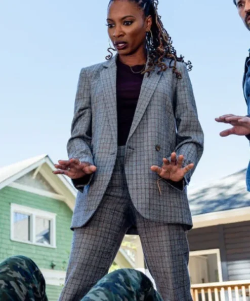 Shanola Hampton Found 2023 Grey Checked Blazer