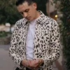 G Eazy Leopard Print Cotton Long Leather Coat