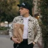 G Eazy Leopard Print Cotton Long Leather Coat Side