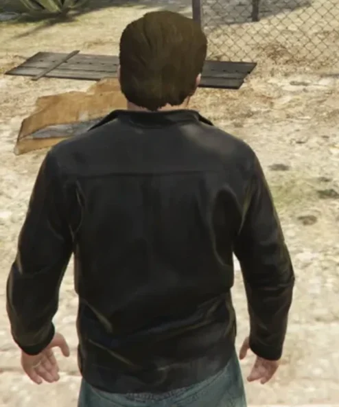 GTA 5 Michael Townley Black Leather Jacket back look