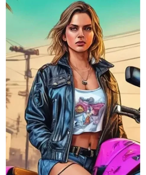 GTA 6 Female Protagonist Black Real Leather Jacket