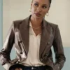 Gabi Mosely Found 2023 Brown Faux Leather Blazer