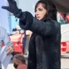 Gal Gadot Heart Of Stone Faux Fur Black Coat