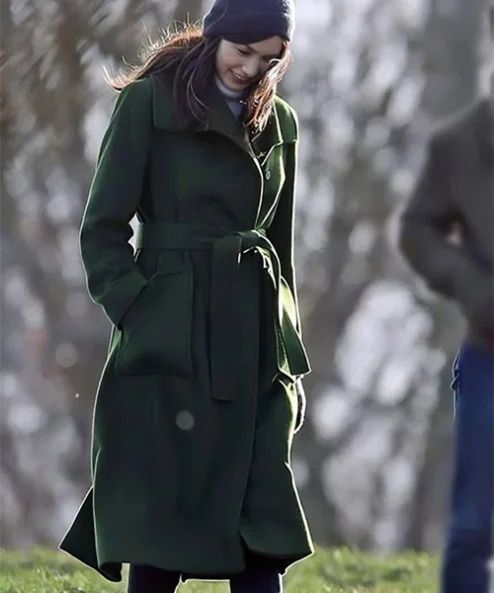 Gemma Chan Eternals Long Green Coat