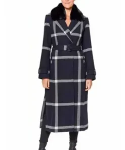 General Hospital Carly Corinthos Plaid Wool Maxi Wrap Coat