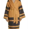 General Hospital Cynthia Watros Beige Stripe Wool Hooded Coat