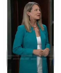 General Hospital Cynthia Watros Teal Inverted Lapel Blazer
