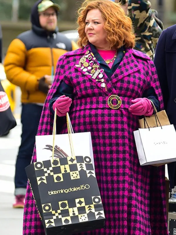 Genie 2023 Melissa McCarthy Plaid Cape Coat