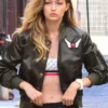 Gigi Hadid Embroidered Black Varsity Jacket