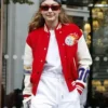 Gigi Hadid Red Letterman Varsity Jacket