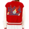 Gigi Hadid Red Letterman Varsity Jacket back look