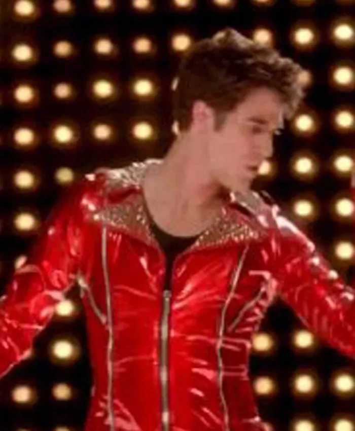 Glee S04 Darren Criss Red Studded Leather Jacket