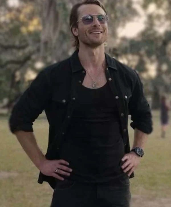 Glen Powell Hit Man 2024 Black Cotton Jacket