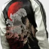 Godzilla King Of Monsters Satin Stripe Zip Up Bomber Jacket Back