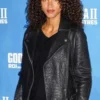 Godzilla King of the Monsters Noémie Lenoir Premiere Biker Jacket side look