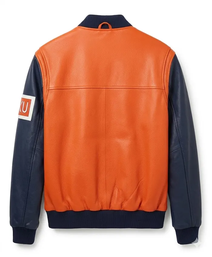 Goku 59 Dragon Ball Z Leather Orange & Black Bomber Jacket Back