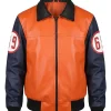 Goku 59 Dragon Ball Z Leather Orange & Black Bomber Jacket Front