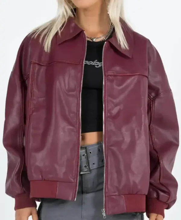 Goldsmith-Burgundy-Faux-Leather-Jacket-For-Sale