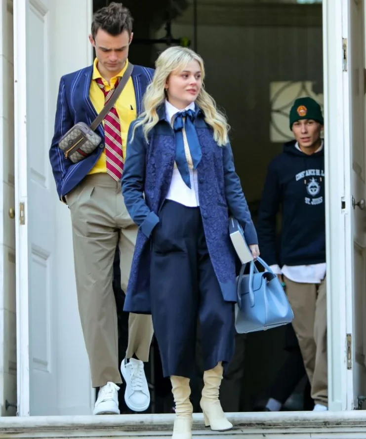Gossip Girl Audrey Hope Blue Suiting Fabric Coat