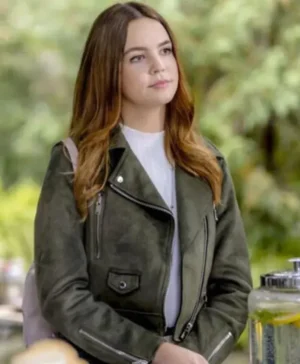 Grace Russell Good Witch Green Leather Biker Jacket