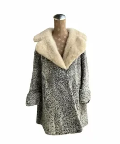Grey Persian Lamb Fur With Real Mink Collar Coat
