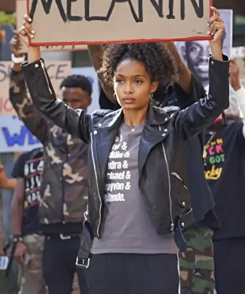 Grown-Ish S04 Zoey Johnson Leather Black Jacket