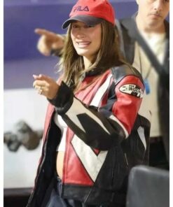 Billie Eilish’s Concert Hailey Bieber Multicolor Leather Jacket