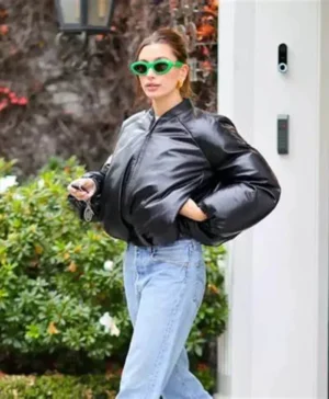 Hailey Bieber Black Puffer Jacket
