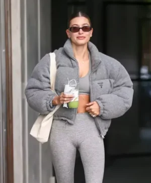 Hailey Bieber Black Puffer Jacket style 2