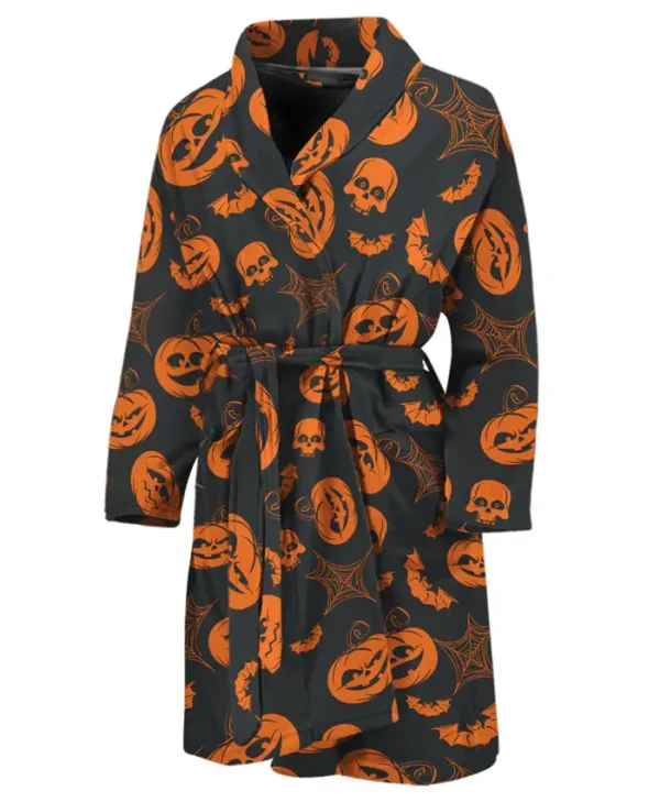 Halloween Pumpkin and Bat Print Bathrobe