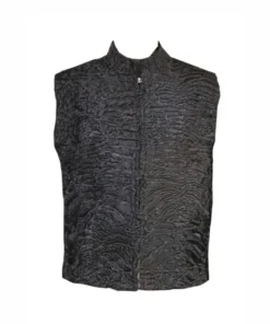 Handmade Black Persian Lamb Fur Vest Waistcoat