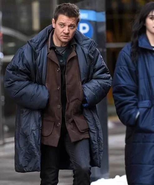 Hawkeye Jeremy Renner Navy Blue Parachute Puffer Coat