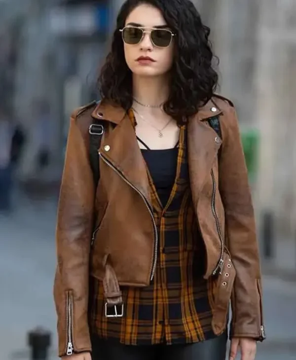 Hazar Ergüçlü The Protector Brown Leather Jacket
