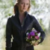 Heartland Amy Fleming Black Leather Bomber Jacket