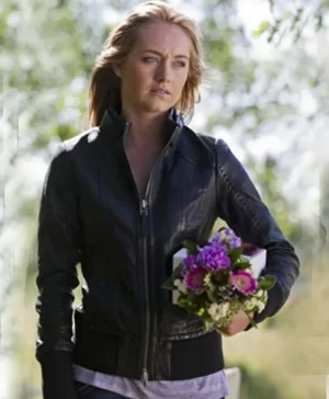 Heartland Amy Fleming Black Leather Bomber Jacket