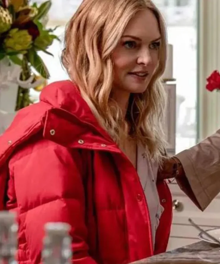 Heather-Graham-Best-Christmas-Ever-2023-Charlotte-Sanders-Red-Puffer-Jacket
