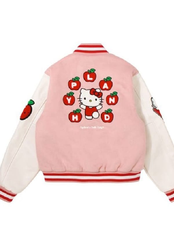 Hello Kitty Apples Varsity Letterman pink Jacket