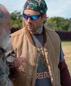 Hit Man Glen Powell Brown Vest