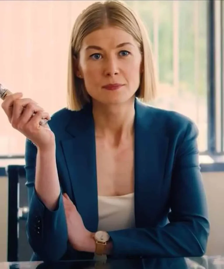 I Care a Lot Rosamund Pike Suiting Fabric Blue Blazer