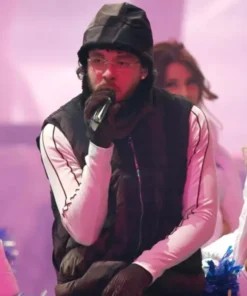 Jack Harlow Thanksgiving Halftime Show Black Puffer Vest