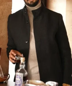 Jag Bhullar Big Sky Black Long Wool Coat full look