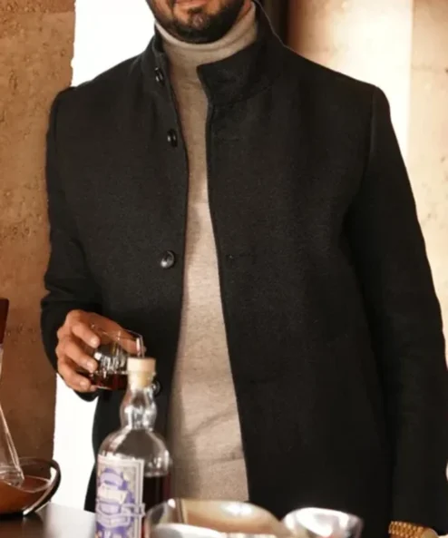 Jag Bhullar Big Sky Black Long Wool Coat full look