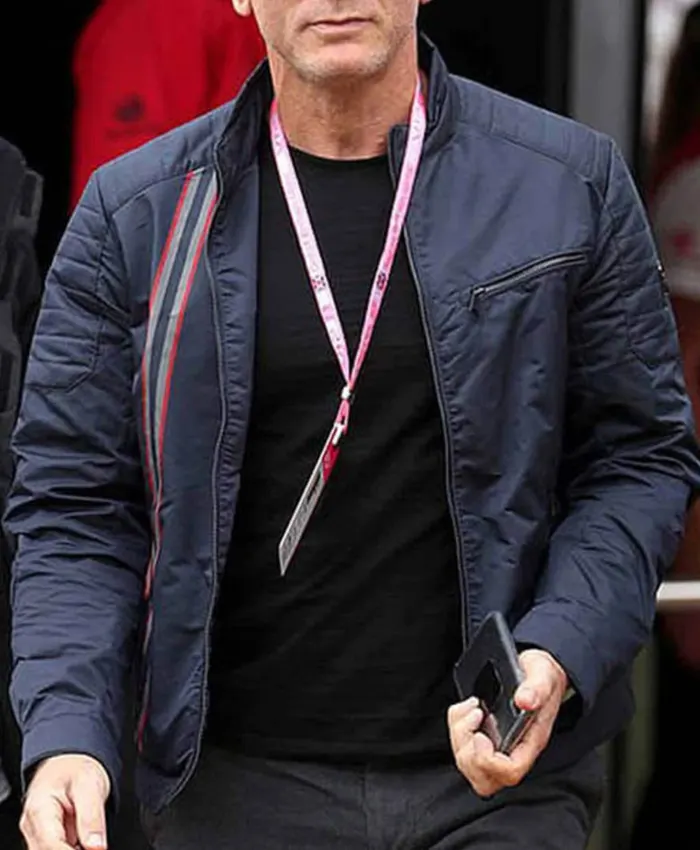 James Bond No Time To Die Blue Quilted Striped Jacket